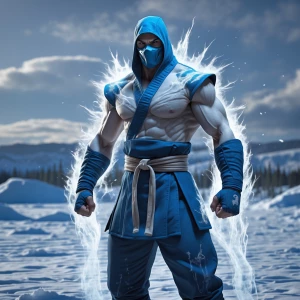 Design an image of Sub-Zero from the Mortal Kombat series, with...