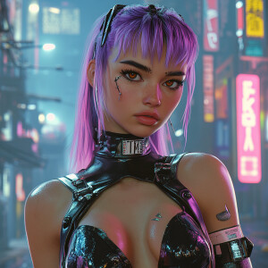 A 20-something woman with olive skin and angular features, sport...