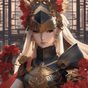 A female warrior clad in stylized, form-fitting leather armor.