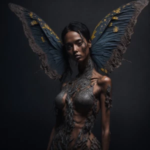 A striking full-body portrayal of a woman undergoing a metamorph...