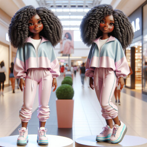 Generate an 3-D realistic image featuring a light skin African-A...