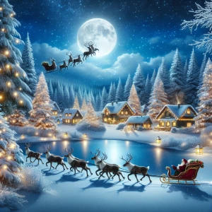 Design an enchanting winter landscape showcasing a charming snow...