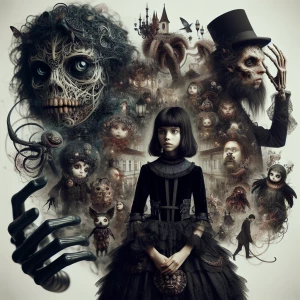((Double Exposure )) gothik horror, wonderland white-rabbit hole...