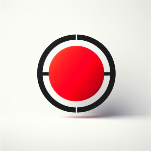 Create a minimalist graphic featuring a vivid red circle centere...