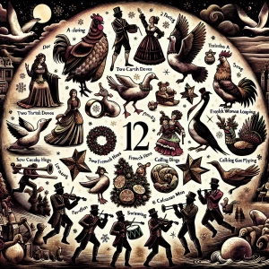 Create a vibrant collage featuring the whimsical gifts from "The...