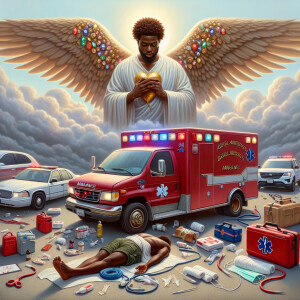 Create a realistic 3D oil painting depicting a scene of emergenc...