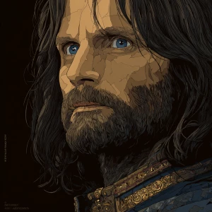 Create an image of Aragorn, as portrayed by Viggo Mortensen in "...