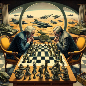 Depict former U.S. President Donald Trump and Russian President...