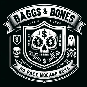 Create a logo incorporating the name "Baggs&Bones" prominently a...
