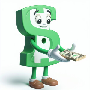 a anthropomorphic dollar bill that dressed in like green clothin...