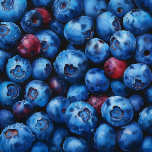 realistic blueberries red and blue