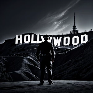 A police officer standing at the base of the hill, gazing up at...