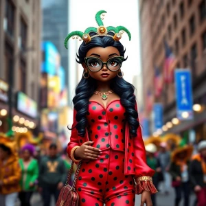 Dark brown African American Betty Boop with long hair, hazelnut...