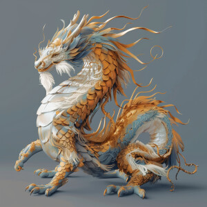 Full body picture of Mythical  Chinese dragon with the colors go...