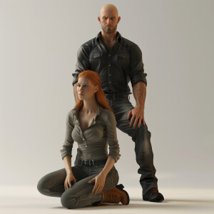 A photorealistic high resolution image. Light ginger haired fema...