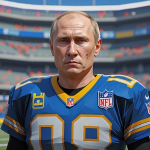 Putin as NFL player, in GTA art style