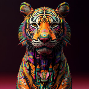 Create a 3D rendering that features an array of a vibrantly-colo...