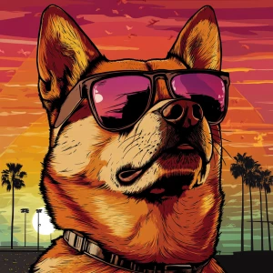 MEME DOGE in GTA art style, , in the style of a Grand Theft Aut...