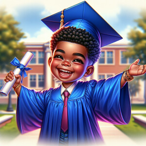 "Create a realistic airbrushed illustration of a joyful African...