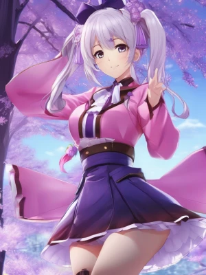 A female anime character inspired by Murasaki Shion from Hololiv...