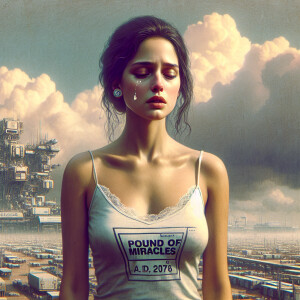 Faded realistic color photograph of stunning 25-year-old brunett...