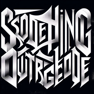 The words “SOMETHING OUTRAGEOUS“ in the style of Nine Inch Nails...