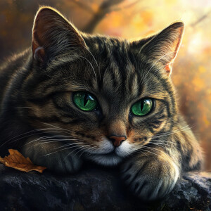 Create an image of a domestic cat in its natural, relaxed postur...