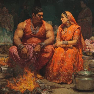 realism, painting.a beefy muscular sweaty criminal gujarati man...