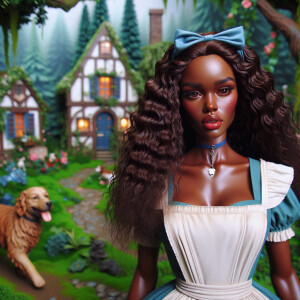 Alice in wonderland scene. A African American , Alice in wonderl...