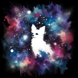 A cosmic outer space pretty watercolor graphic splattered on the...