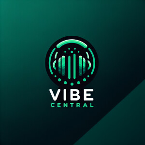 Design a logo featuring a stylized headphone icon centered above...