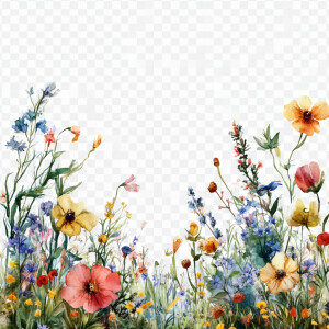 Create a hand-painted-style border and frame design composed of...