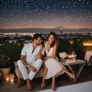 Starlit Rooftop Party AI portrait