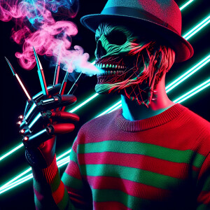 Create an image of Freddy Krueger as depicted in "A Nightmare on...