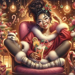 A highly detailed festive, whimsical airbrushed oil painting dig...