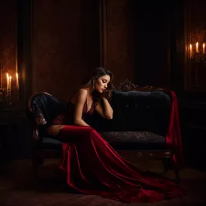 A lifelike depiction of Dahlia Valentina sitting gracefully on a...