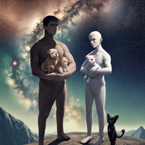 Universe in which all the planets are different kinds of dogs, e...