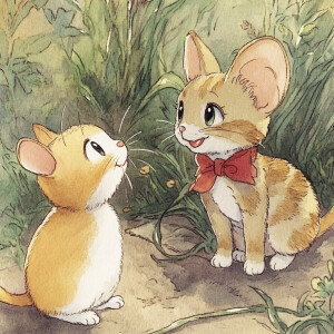 Animation, cute mouse with cat  --sref 3550027288