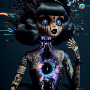 (( Double Exposure )) glitch watercolor digital art. dark acryli...