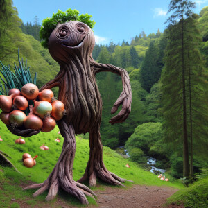 A walking tree that likes to eat onions
