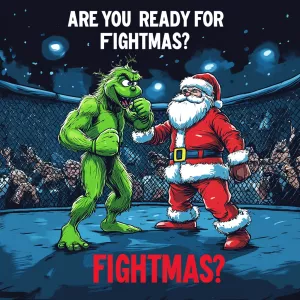 Grinch and Santa Claus are fighting in the octagon. They are sta...