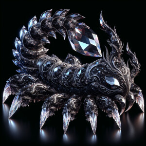 A shimmering crystal crawler, its sleek body adorned with intric...