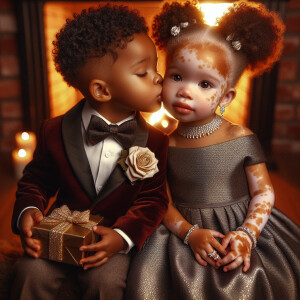 A 5K heartwarming scene of African American toddlers, boy and gi...