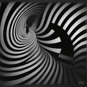 Picture a captivating display of bold lines and shapes intertwin...