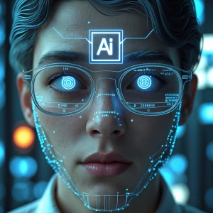 ai face as computer terminal picture via symbols