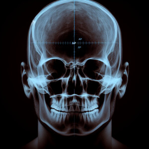 X ray image of skull AP with errors