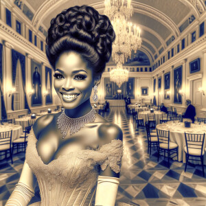 A realistic airbrushed illustration of a beautiful African Ameri...