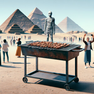 Чугунный прямоугольный Мангал для шашлыков на среднем плане стои...