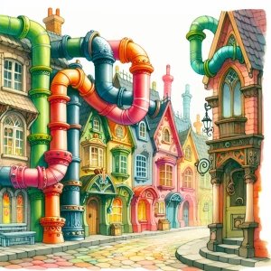 A playful, watercolour children's book illustration of a old fan...