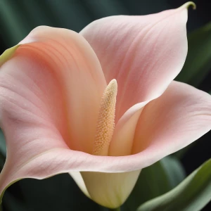 : "A stunning calla lily with a softly curved, velvety petal str...
